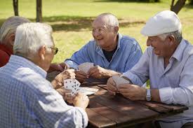 old people with cards