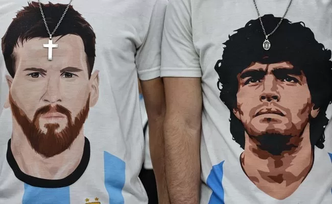 Messi and Maradona portraits