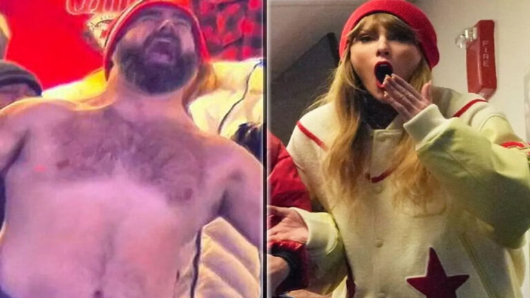 "Kelce's Shirtless Triumph: Bills Mafia Magic and Taylor Swift's Approval! 🏈🎉