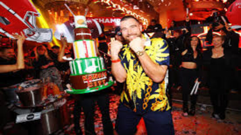 "Travis Kelce's Epic Vegas Celebration: Dancing to Taylor Swift and Super Bowl Victories!"