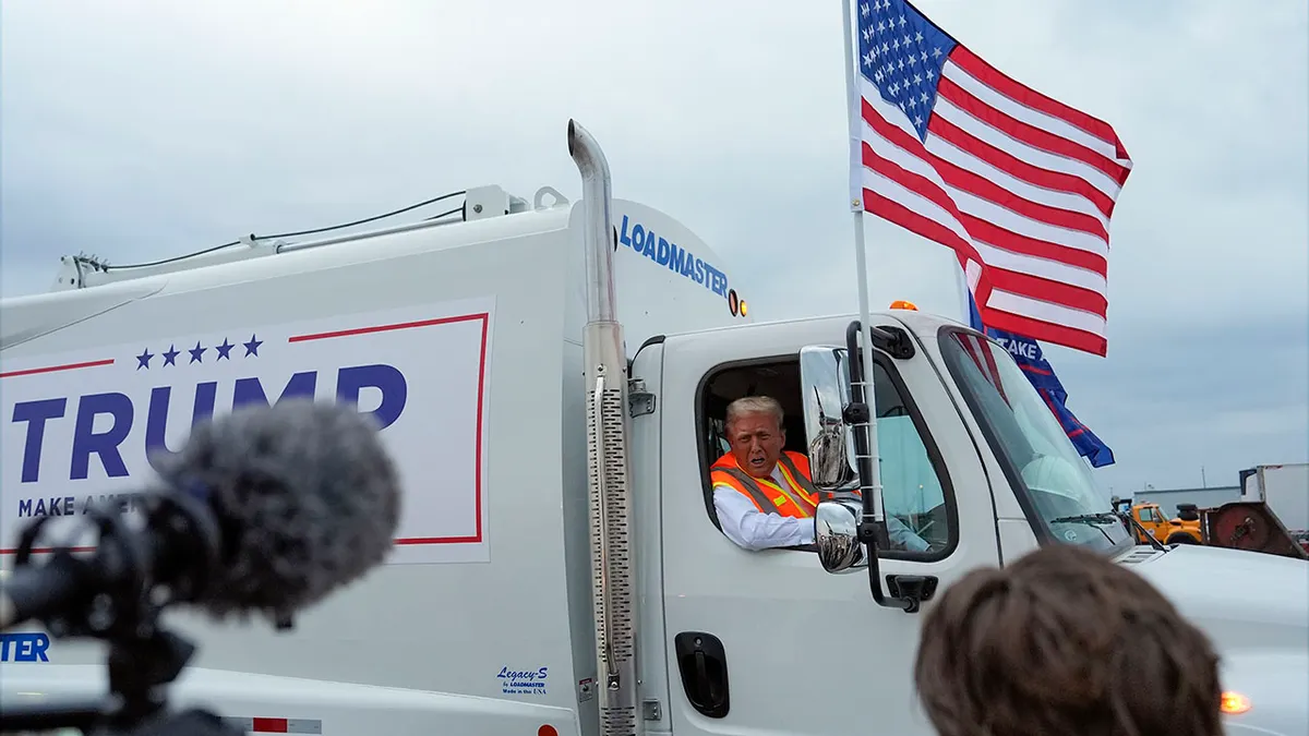 "Trump’s Bold Garbage Truck Stunt Sparks Reaction Over Biden’s 'Supporters' Comment!"