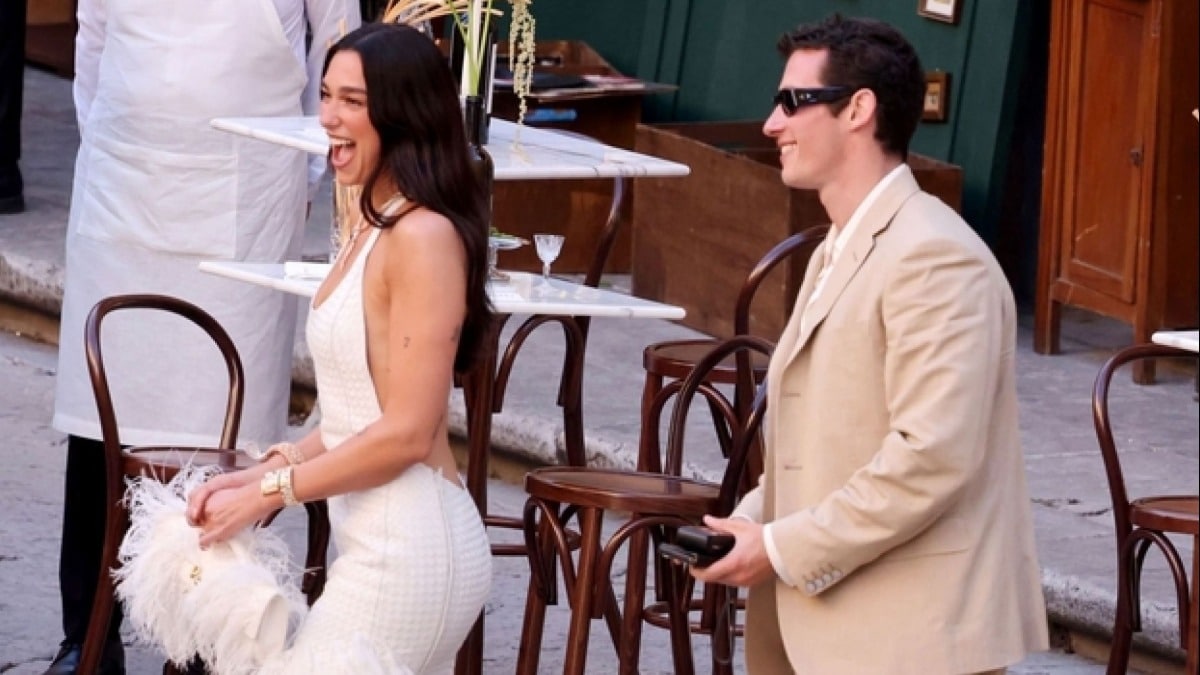 Dua Lipa Stuns in a Unique Leather Wedding Dress as Italian Wedding Celebrations Begin
